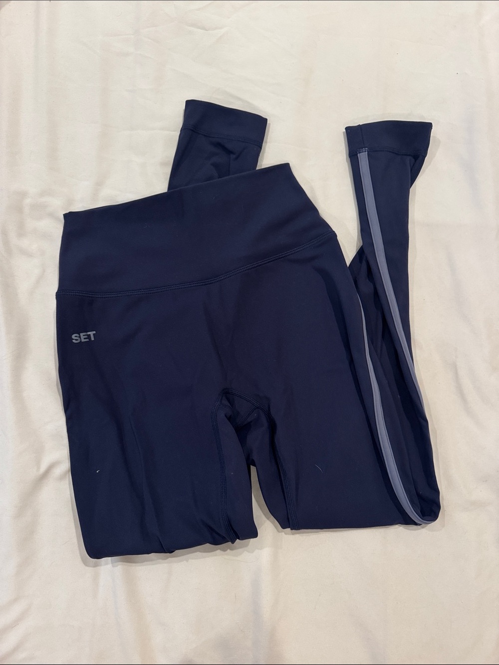 SET Active Sportbody Navy Leggings with grey Side Stripe